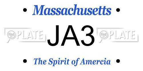 JA3 Massachusetts License Plate