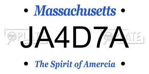 JA4D7A Massachusetts License Plate