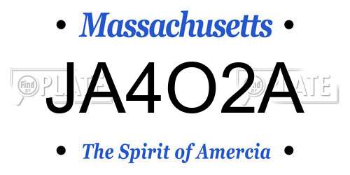 JA4O2A Massachusetts License Plate
