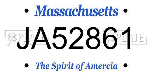 JA52861 Massachusetts License Plate