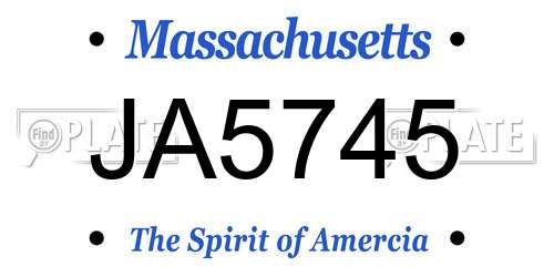 JA5745 Massachusetts License Plate