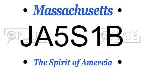 JA5S1B Massachusetts License Plate