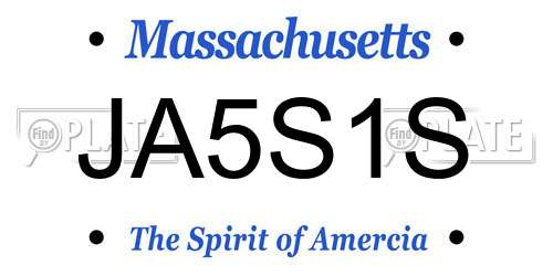 JA5S1S Massachusetts License Plate