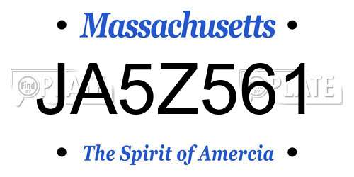 JA5Z561 Massachusetts License Plate