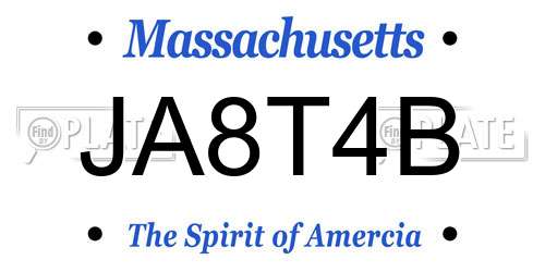 JA8T4B Massachusetts License Plate