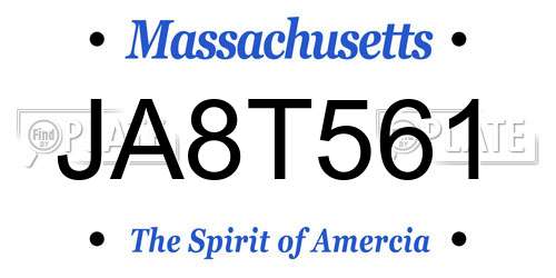 JA8T561 Massachusetts License Plate