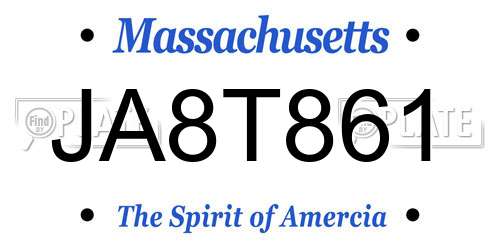JA8T861 Massachusetts License Plate
