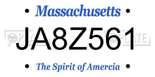 JA8Z561 Massachusetts License Plate