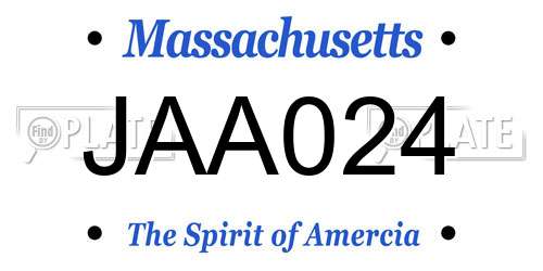 JAA024 Massachusetts License Plate