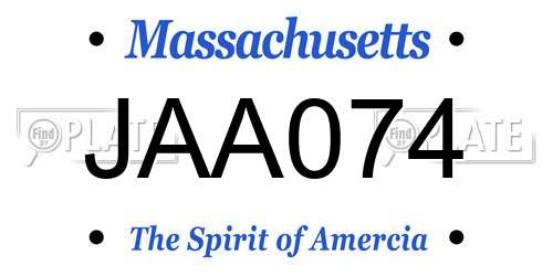 JAA074 Massachusetts License Plate