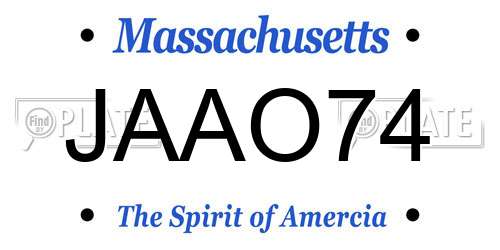 JAAO74 Massachusetts License Plate