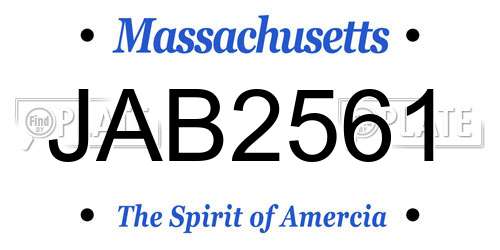 JAB2561 Massachusetts License Plate