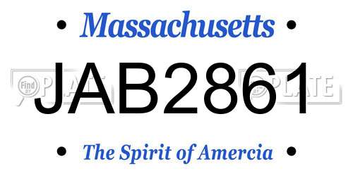 JAB2861 Massachusetts License Plate