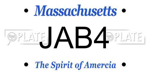 JAB4 Massachusetts License Plate