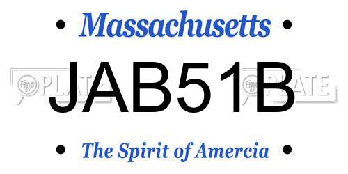 JAB51B Massachusetts License Plate