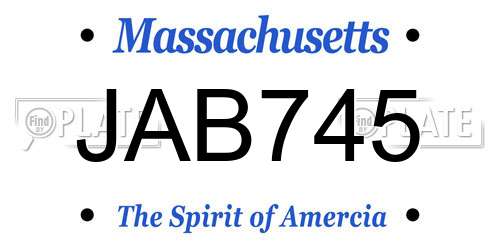JAB745 Massachusetts License Plate