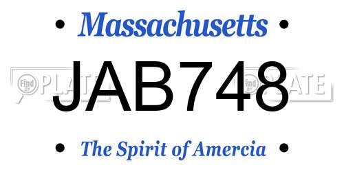 JAB748 Massachusetts License Plate