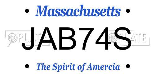 JAB74S Massachusetts License Plate