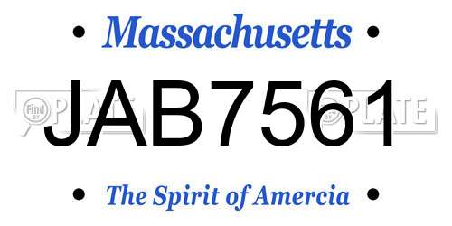 JAB7561 Massachusetts License Plate