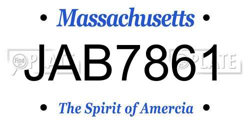 JAB7861 Massachusetts License Plate