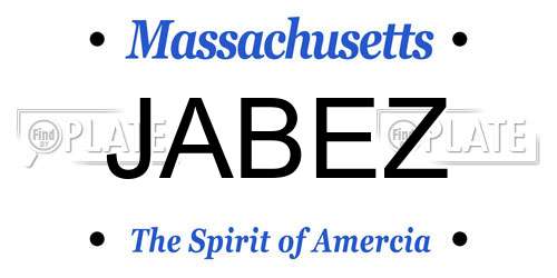 JABEZ Massachusetts License Plate