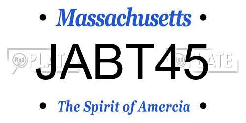 JABT45 Massachusetts License Plate