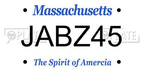 JABZ45 Massachusetts License Plate