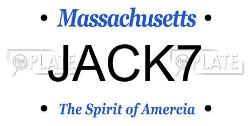 JACK7 Massachusetts License Plate