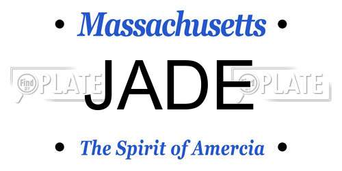JADE Massachusetts License Plate