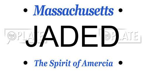 JADED Massachusetts License Plate