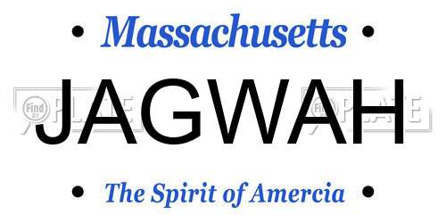 JAGWAH Massachusetts License Plate