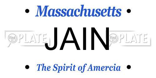 JAIN Massachusetts License Plate