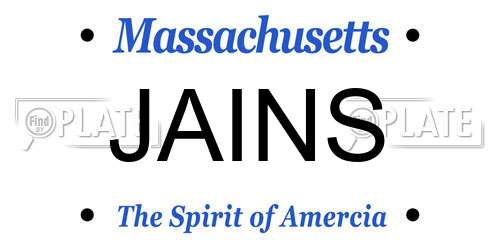 JAINS Massachusetts License Plate