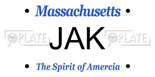 JAK Massachusetts License Plate