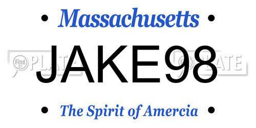 JAKE98 Massachusetts License Plate