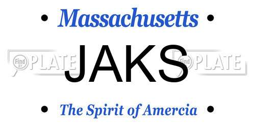 JAKS Massachusetts License Plate