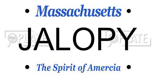 JALOPY Massachusetts License Plate