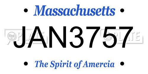 JAN3757 Massachusetts License Plate