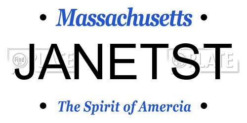 JANETST Massachusetts License Plate