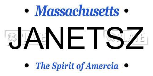 JANETSZ Massachusetts License Plate