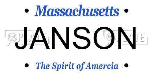 JANSON Massachusetts License Plate