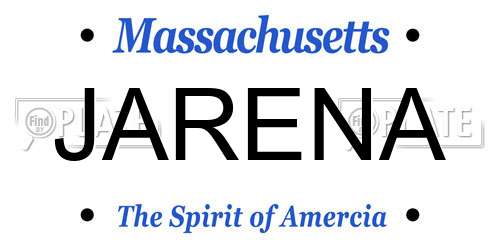 JARENA Massachusetts License Plate