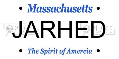JARHED Massachusetts License Plate