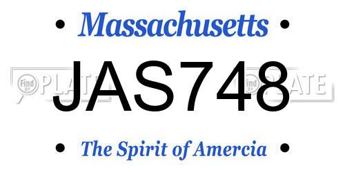 JAS748 Massachusetts License Plate