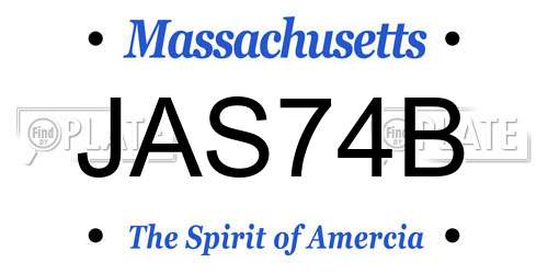 JAS74B Massachusetts License Plate