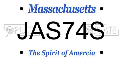 JAS74S Massachusetts License Plate