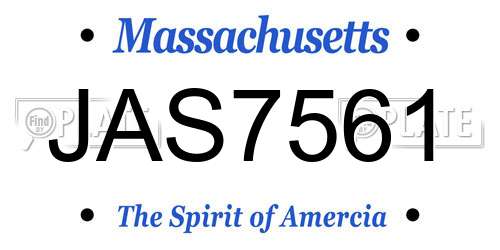 JAS7561 Massachusetts License Plate
