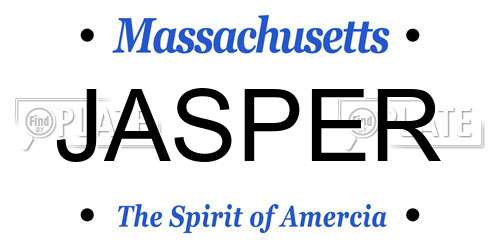 JASPER Massachusetts License Plate