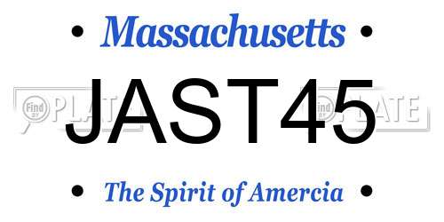 JAST45 Massachusetts License Plate