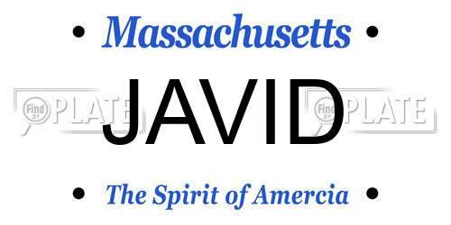 JAVID Massachusetts License Plate